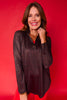 SSYS Animal Print Long Sleeve Frill V Neck Active Top