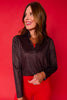 SSYS Animal Print Long Sleeve Frill V Neck Active Top