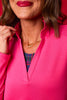 SSYS Pink Long Sleeve Frill V Neck Active Top
