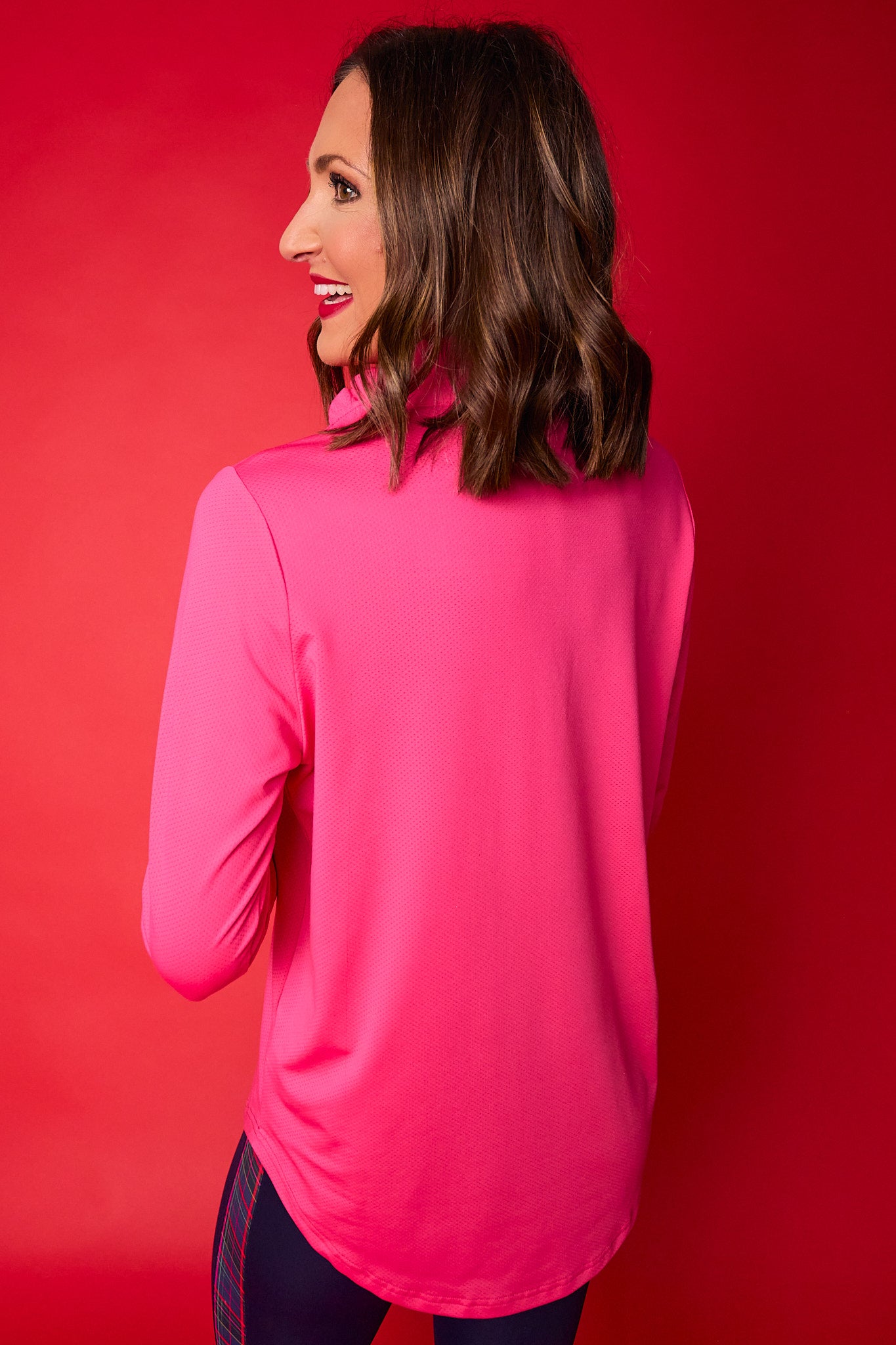 SSYS Pink Long Sleeve Frill V Neck Active Top