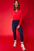 SSYS Red Long Sleeve Frill V Neck Active Top