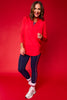 SSYS Red Long Sleeve Frill V Neck Active Top