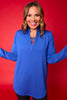 SSYS Royal Long Sleeve Frill V Neck Active Top