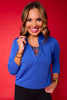 SSYS Royal Long Sleeve Frill V Neck Active Top