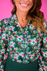 SSYS Becca Contrast Piping Button Down Top In Hunter Floral