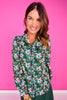 SSYS Becca Contrast Piping Button Down Top In Hunter Floral