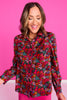 SSYS Becca Contrast Piping Button Down Top In Pink Floral