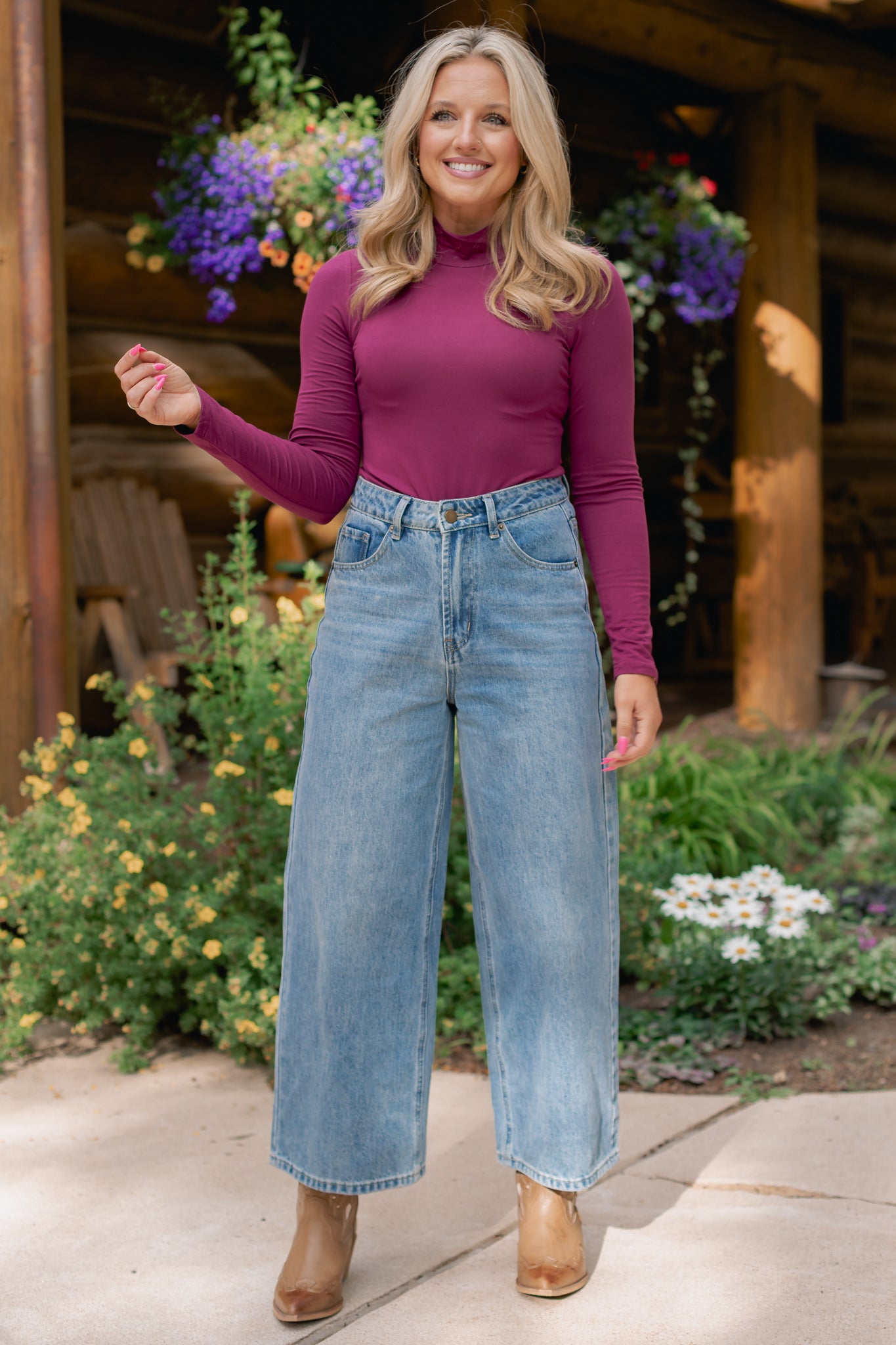 SSYS Signature Long Sleeve Turtleneck In Deep Plum