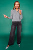 SSYS Kelly Mock Neck Long Sleeve Top In Black Houndstooth