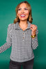 SSYS Kelly Mock Neck Long Sleeve Top In Black Houndstooth