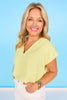 SSYS Iris V Neck Top In Light Chartreuse *FINAL SALE*