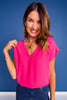 SSYS Iris V Neck Top In Hot Pink *FINAL SALE*