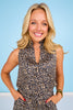 SSYS Peyton Sleeveless Scuba Frill Neck Top In Animal