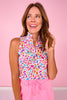 SSYS Peyton Sleeveless Scuba Frill Neck Top In Bold Animal