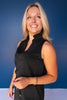 SSYS Peyton Sleeveless Scuba Frill Neck Top In Black