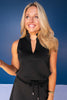 SSYS Peyton Sleeveless Scuba Frill Neck Top In Black