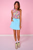SSYS Peyton Sleeveless Scuba Frill Neck Top In Full Bloom