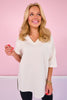 SSYS Signature Ivory V Neck Lightweight Air Tent Top