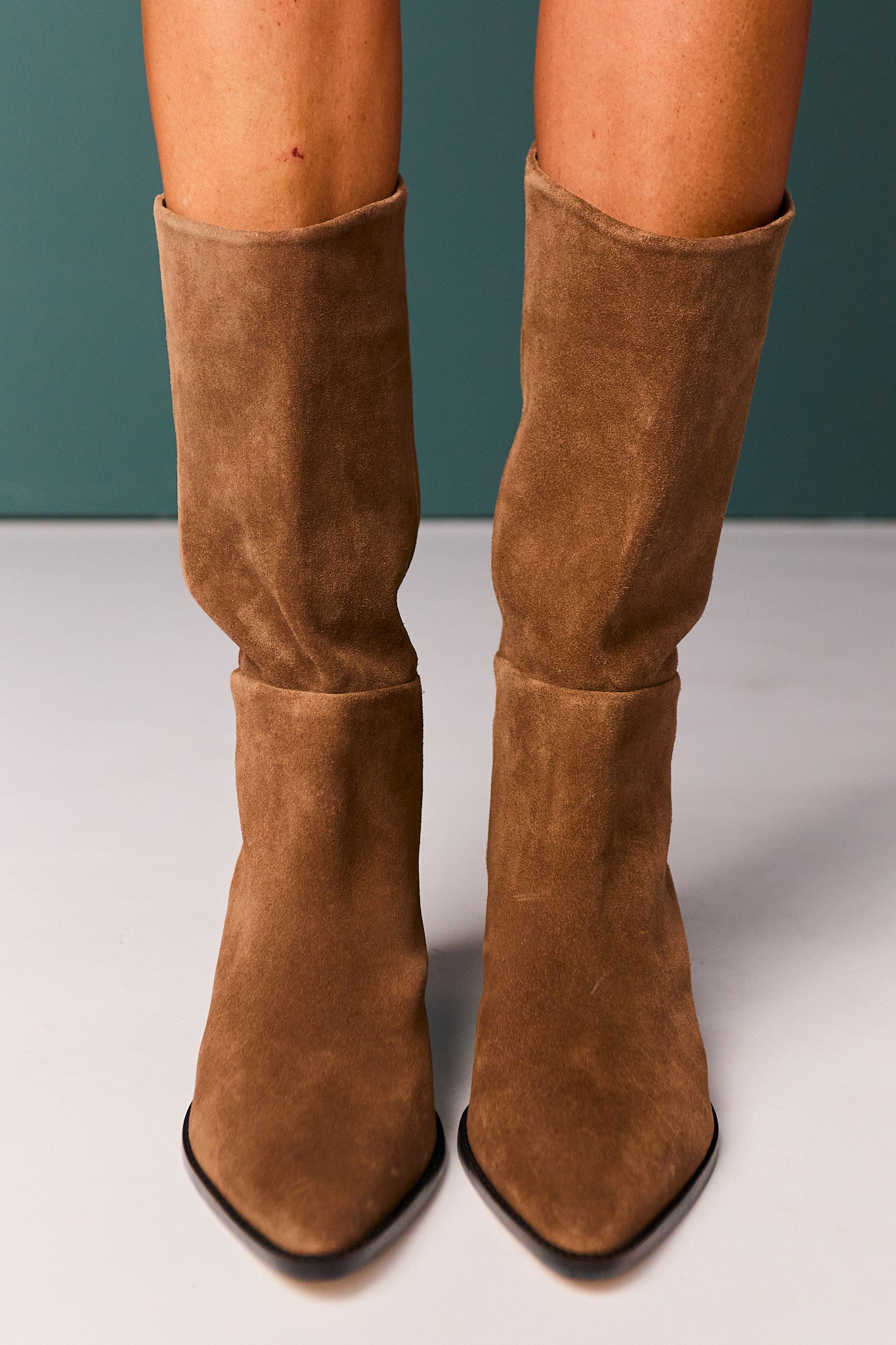 Matisse Tan Suede Heeled Mid-Calf Western Boots