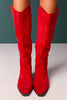 Red Suede Pointed Toe Cowboy Boots