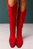 Red Suede Pointed Toe Cowboy Boots