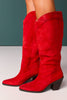 Red Suede Pointed Toe Cowboy Boots