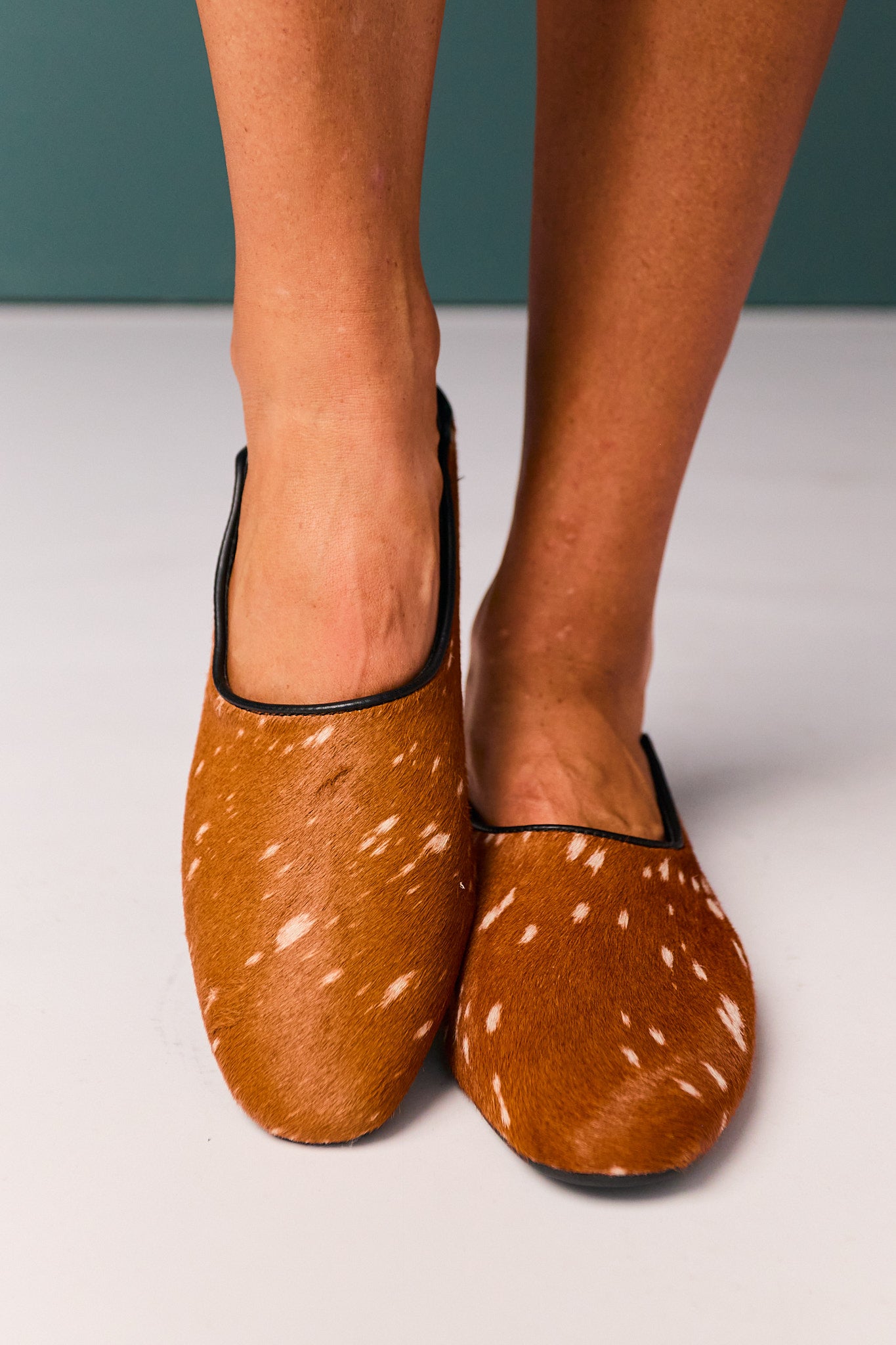Tan Spotted Animal Leather Flats