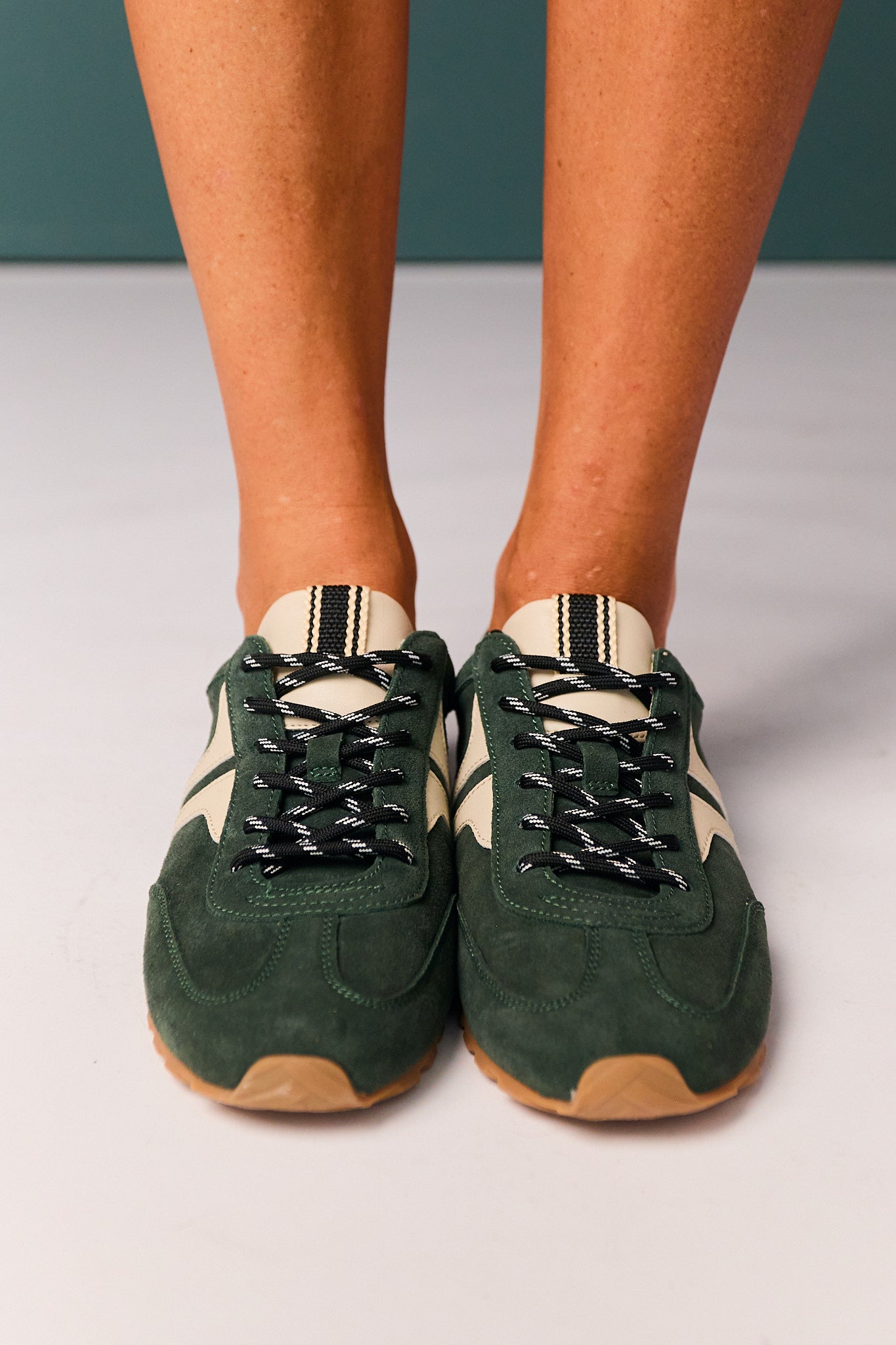Shu Shop Forest Green Suede Retro Sneakers