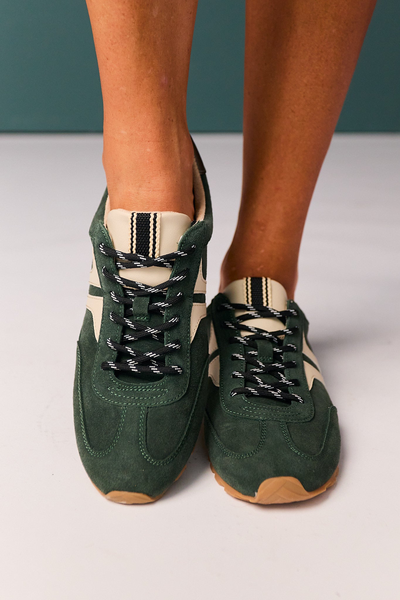 Shu Shop Forest Green Suede Retro Sneakers