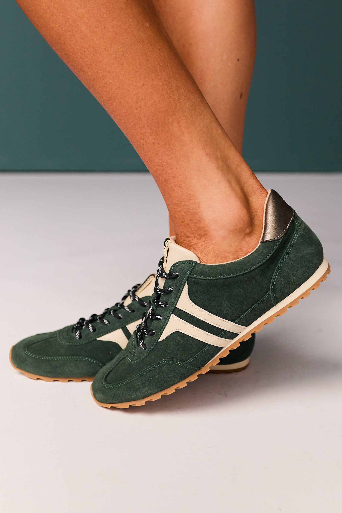 Shu Shop Forest Green Suede Retro Sneakers