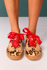 Brown Spotted Animal Red Lace-Up Sneakers