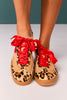 Brown Spotted Animal Red Lace-Up Sneakers