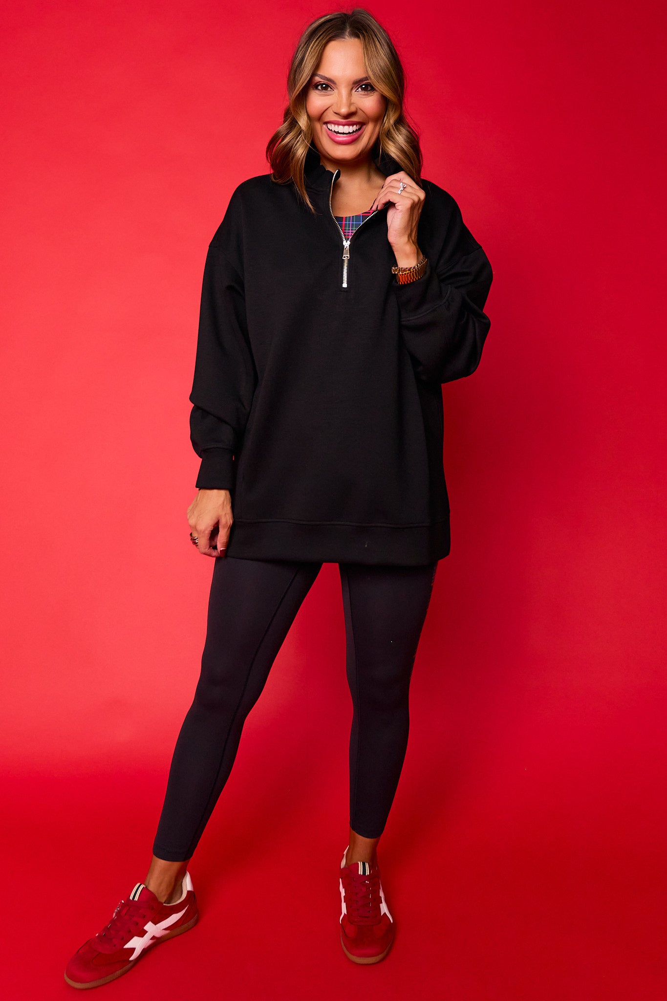 SSYS Ruffle Collar Ainsley Air Pullover In Black
