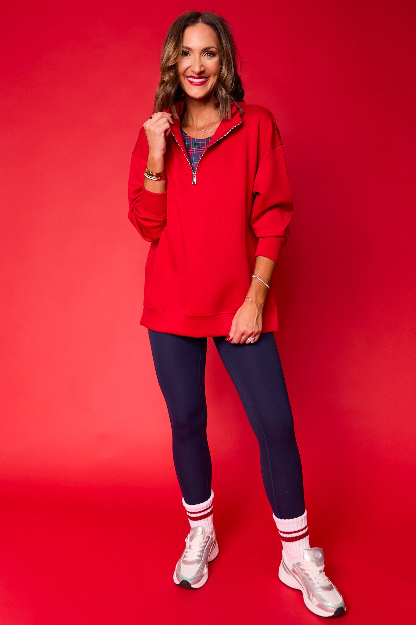 SSYS Ruffle Collar Ainsley Air Pullover In Red