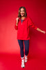SSYS Ruffle Collar Ainsley Air Pullover In Red