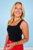 SSYS Black Ribbed Square Neck Padded Tank