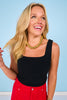 SSYS Black Ribbed Square Neck Padded Tank