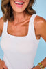 SSYS Ivory Ribbed Square Neck Padded Tank