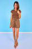 SSYS Brown Ribbed Short Sleeve Tee Shirt