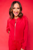 SSYS Evelyn Scuba Crew Neck Zip Jacket In Red
