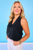 SSYS Sleeveless Gemma Peter Pan Collared Top In Black