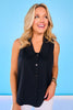 SSYS Sleeveless Gemma Peter Pan Collared Top In Black
