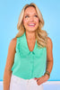 SSYS Sleeveless Gemma Peter Pan Collared Top In Seafoam
