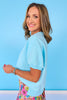 SSYS Crew Neck Short Sleeve Scuba Top In Baby Blue