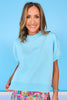 SSYS Crew Neck Short Sleeve Scuba Top In Baby Blue