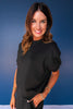 SSYS Crew Neck Short Sleeve Scuba Top In Black