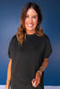 SSYS Crew Neck Short Sleeve Scuba Top In Black