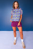 SSYS Crew Neck Short Sleeve Scuba Top In Electric Floral