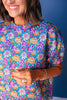 SSYS Crew Neck Short Sleeve Scuba Top In Electric Floral