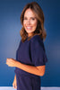 SSYS Crew Neck Short Sleeve Scuba Top In Navy